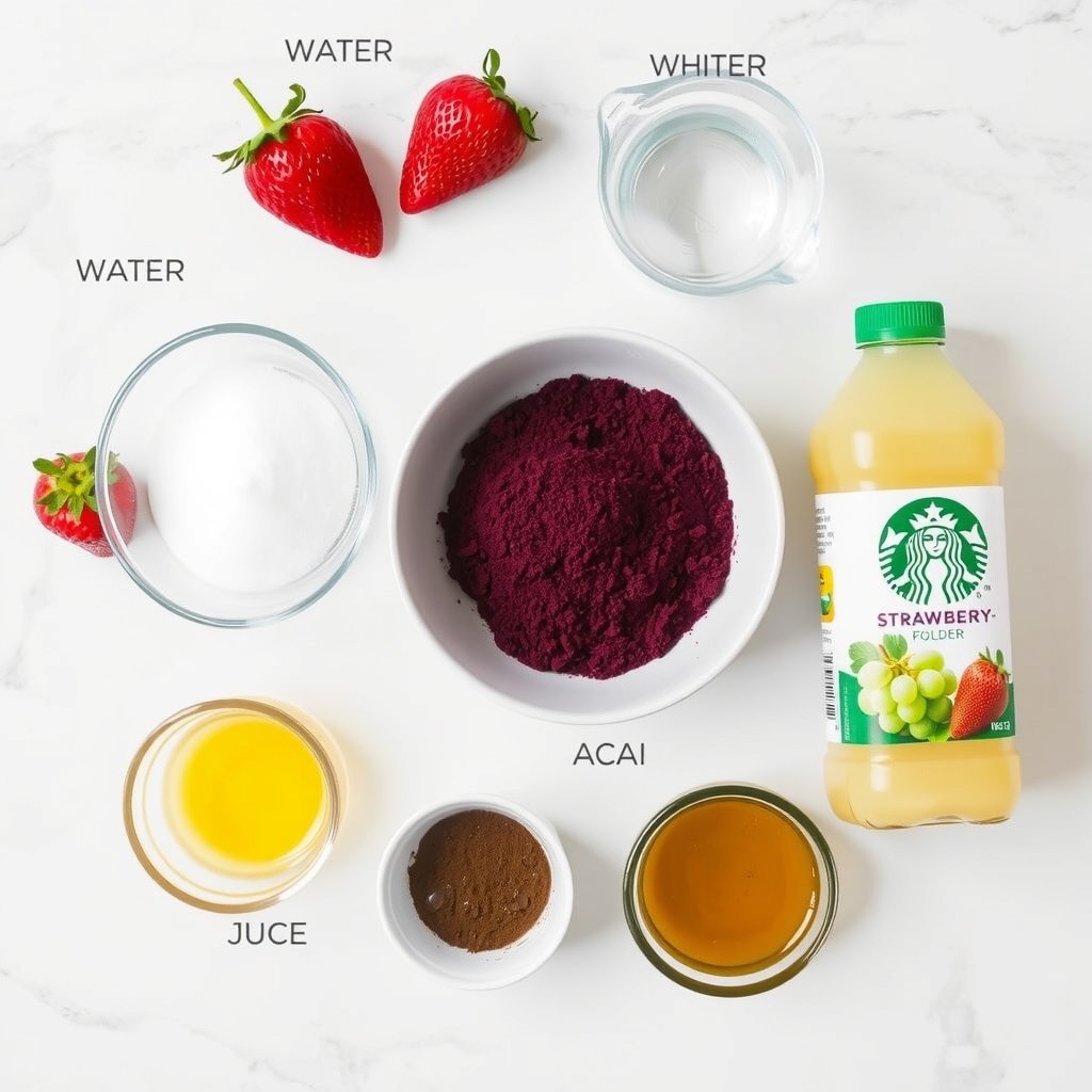 Ingredients for Copycat Starbucks Strawberry Acai Refresher copycat recipe