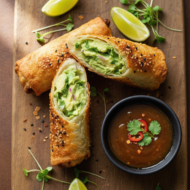 Copycat Cheesecake Factory Avocado Egg Rolls with dipping sauce