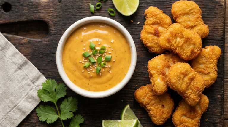 Copycat Chick-fil-A Polynesian Sauce in a bowl with chicken nuggets