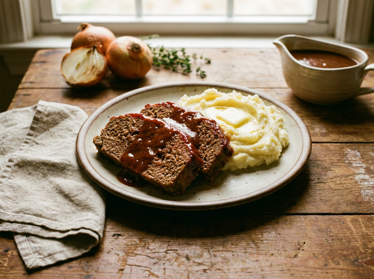 Copycat Cracker Barrel meatloaf with tomato glaze