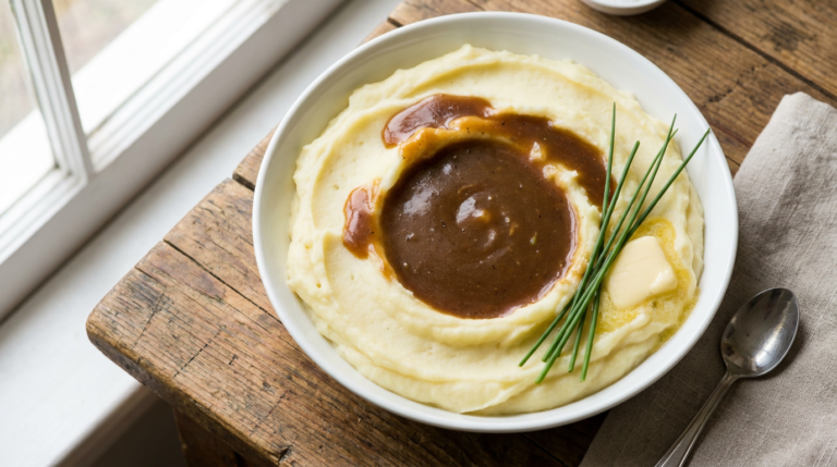 Copycat KFC Mashed Potatoes and Gravy in a bowl