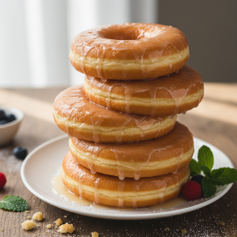Copycat Krispy Kreme Glazed Doughnuts with glossy glaze