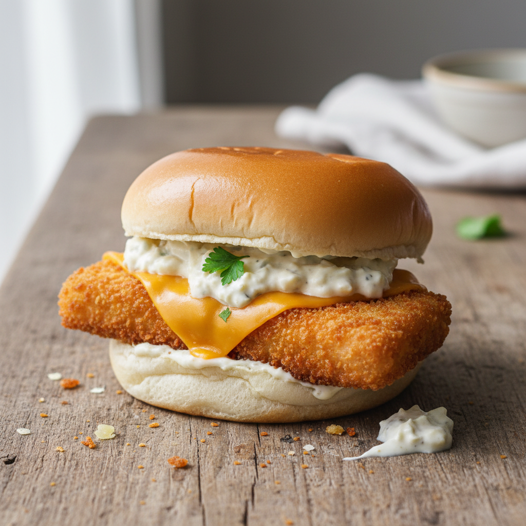 Copycat McDonald's Filet-O-Fish crispy fish sandwich