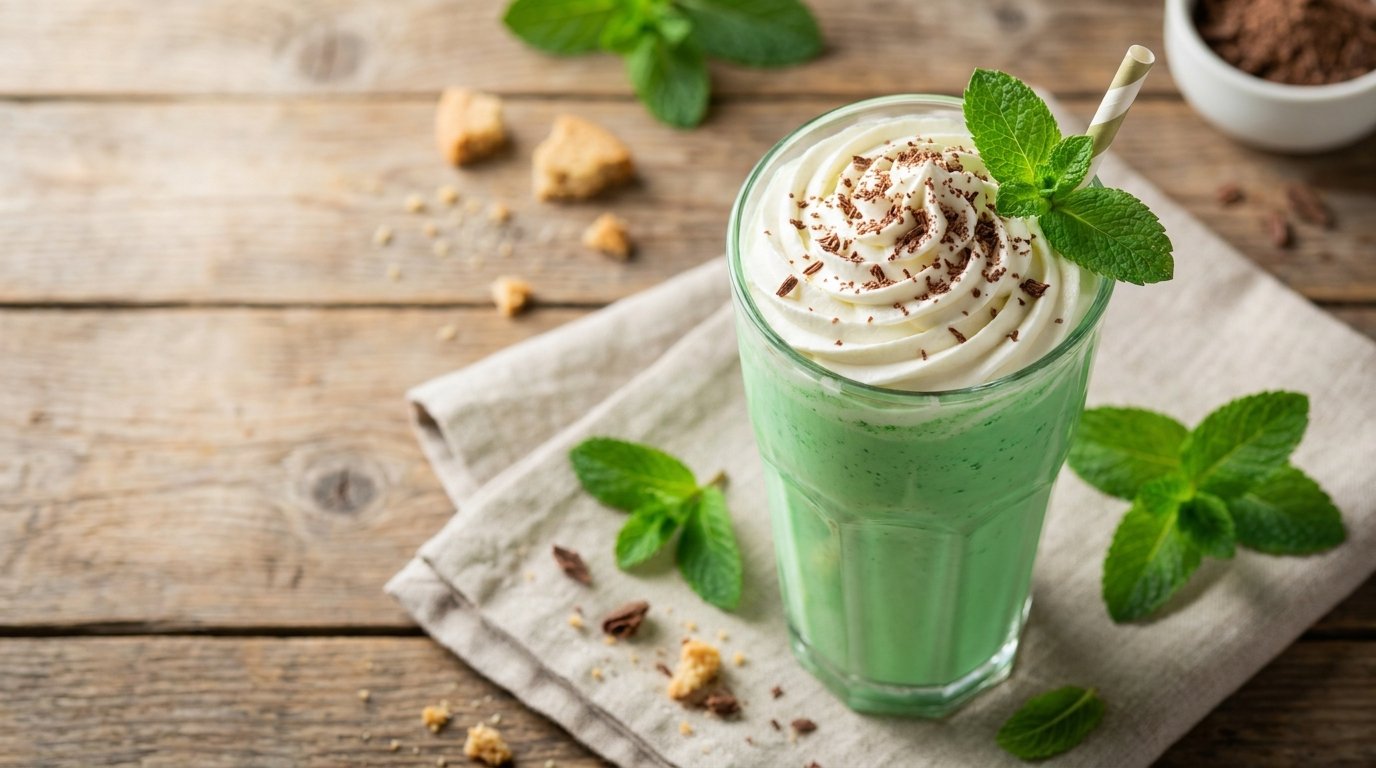 Copycat McDonald's Shamrock Shake mint milkshake with whipped cream