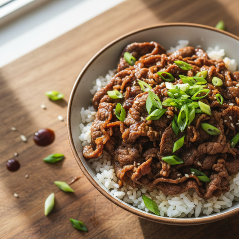 Copycat P.F. Chang's Mongolian Beef with green onions