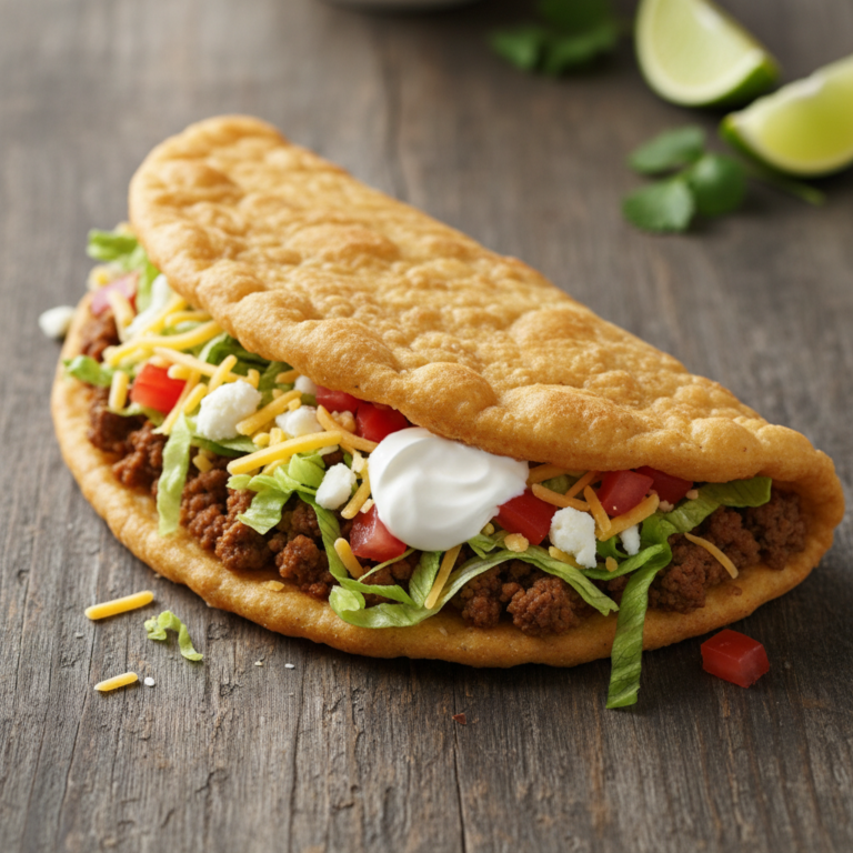 Copycat Taco Bell Chalupa Supreme with beef and toppings