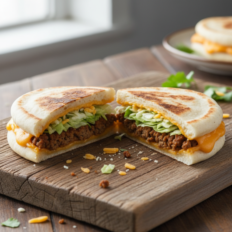 Copycat Taco Bell Cheesy Gordita Crunch cut in half