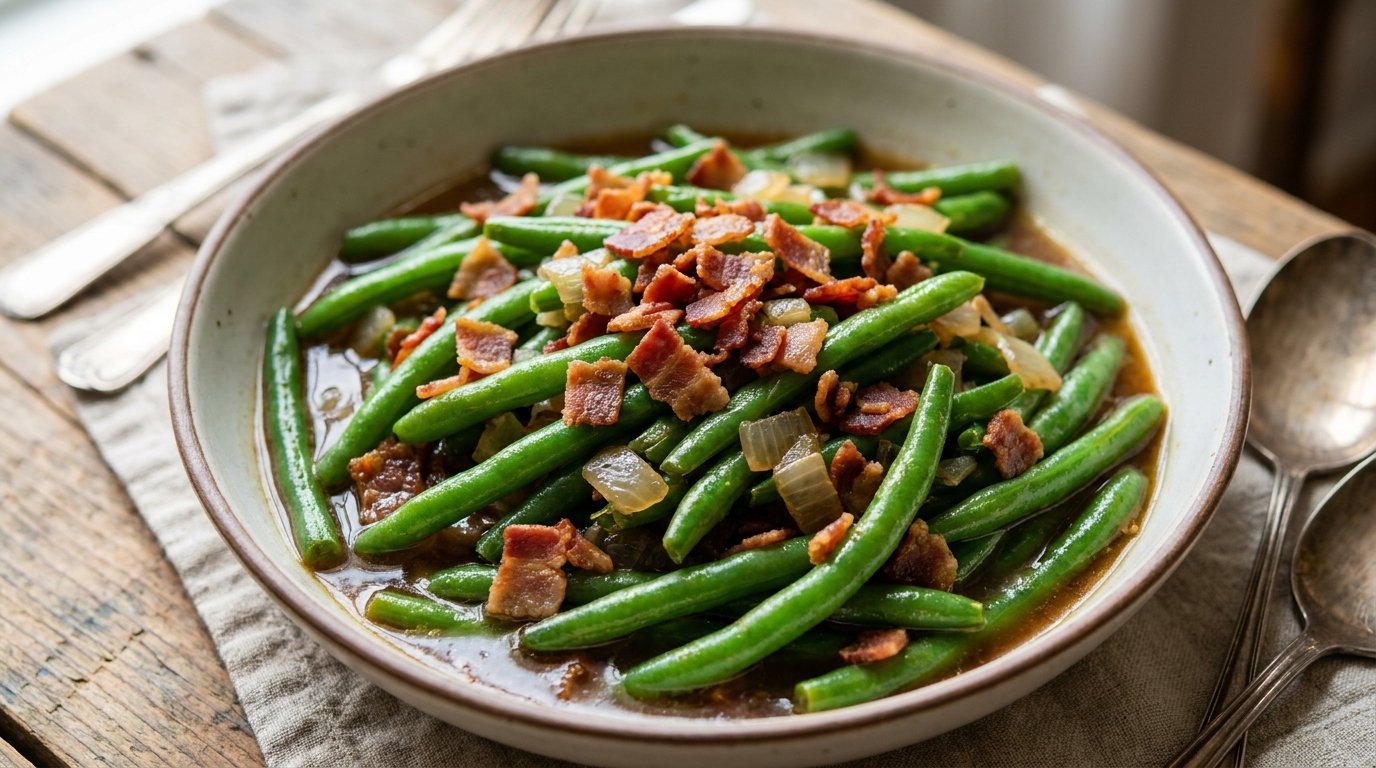 Copycat Texas Roadhouse Green Beans with bacon