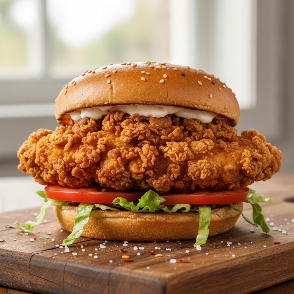 Copycat Wendy's Spicy Chicken Sandwich crispy and spicy