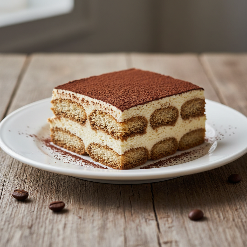 Copycat Olive Garden Tiramisu dusted with cocoa