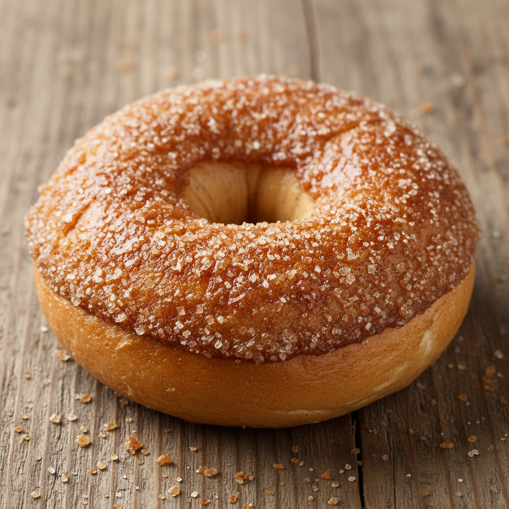 Copycat Panera Cinnamon Crunch Bagel with cinnamon sugar crust