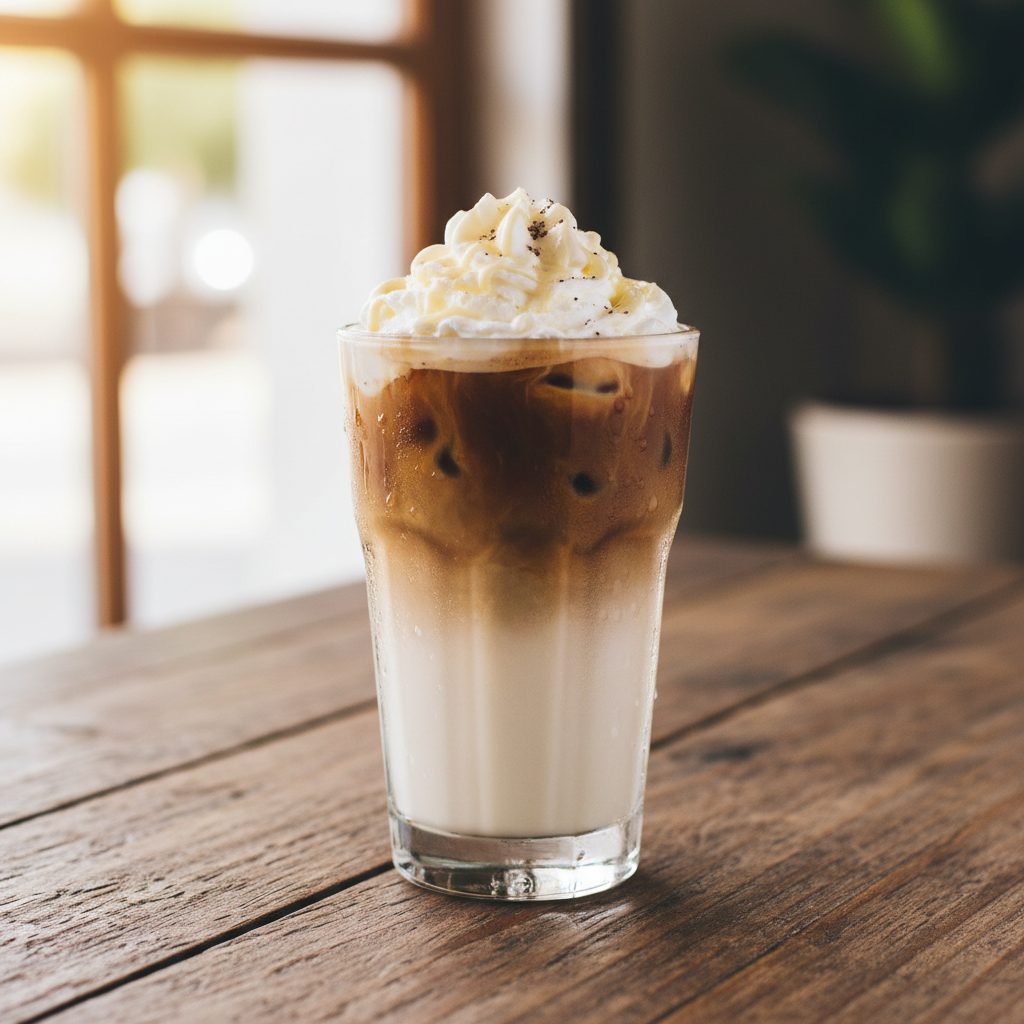 Copycat Starbucks Iced White Mocha with whipped cream